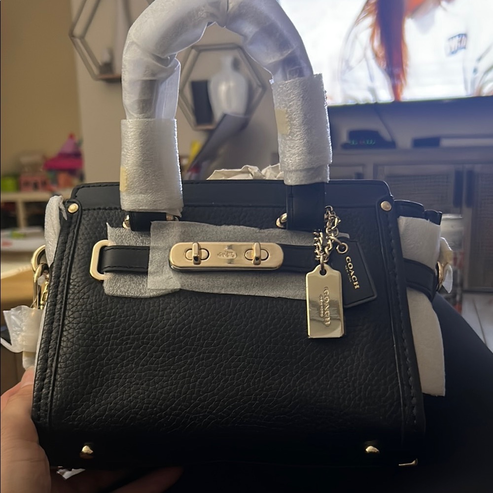 Coach Black Satchel with Silver Hardware